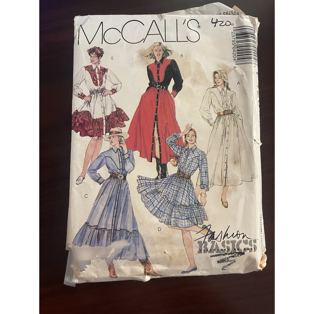 McCalls P420 Vintage Sewing Pattern 1993 Print Sewing Pattern Women's Dresses